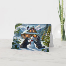 ニューファンドランド犬建物雪だるまカード シーズンカード