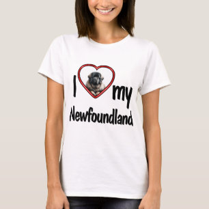 ニューファンドランド犬愛好家の為の赤いハートフォトTシャツ Tシャツ