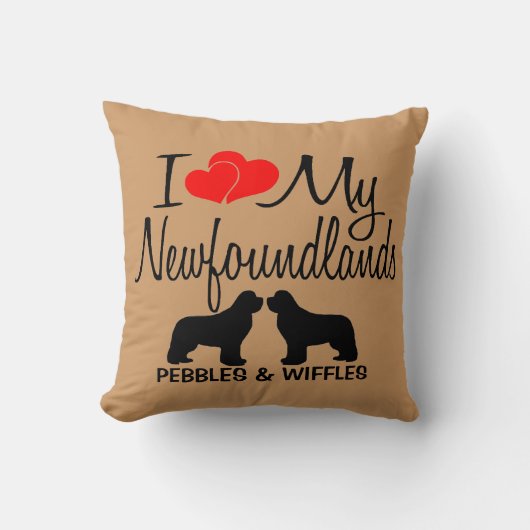 ニューファンドランド犬2匹が大好き クッション (正面)
