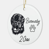 ニューファンドランド犬 オーダーメイド ネーム & 年 ラインアート セラミックオーナメント (左)