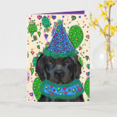 ニューファンドランド犬 カード (黄色い花)