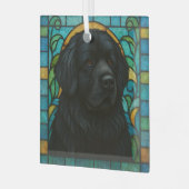 ニューファンドランド犬「ステンドグラス」 ガラスオーナメント (正面左)