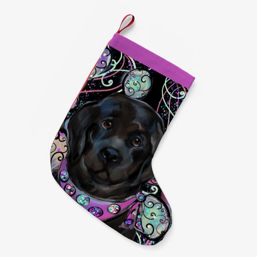 ニューファンドランド犬 スモールクリスマスストッキング (正面 (吊り時))