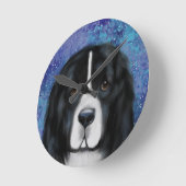 ニューファンドランド犬 ラウンド壁時計 (傾斜)