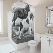 ニューファンドランド犬 – ヴィンテージイラストレーション シャワーカーテン (インサイチュ)