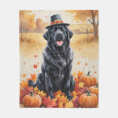 ニューファンドランド紅葉感謝祭アート フリースブランケット (正面)