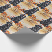 ニューファンドランド紅葉感謝祭アート ラッピングペーパー (角)