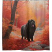 ニューファンドランド紅葉秋 シャワーカーテン (正面)