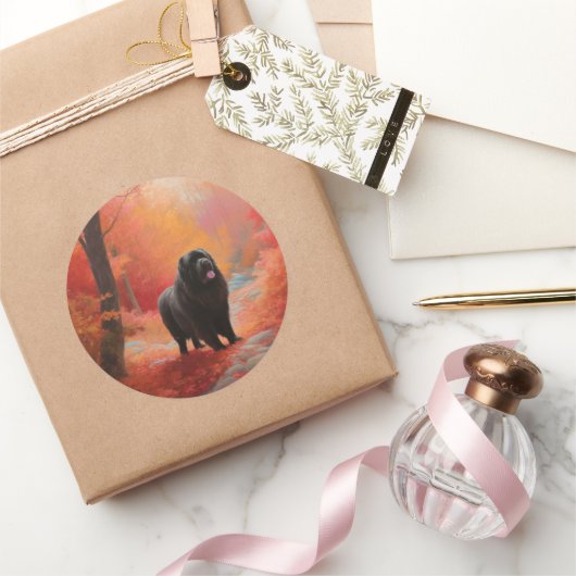 ニューファンドランド紅葉秋 ラウンドシール (ギフト)