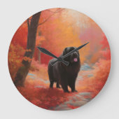 ニューファンドランド紅葉秋 ラージ壁時計 (正面)