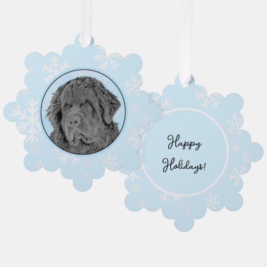 ニューファンドランド絵画ズ – かわいいオリジナルドッグアート オーナメントカード (正面/裏面)