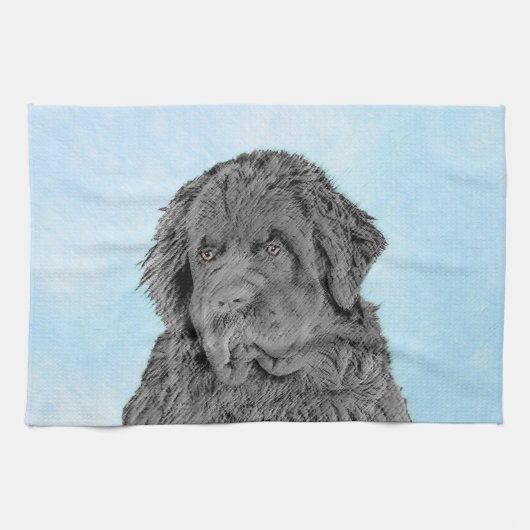 ニューファンドランド絵画ズ – かわいいオリジナルドッグアート キッチンタオル (横)