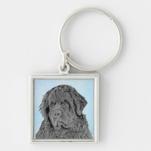 ニューファンドランド絵画ズ – かわいいオリジナルドッグアート キーホルダー (正面)