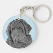 ニューファンドランド絵画ズ – かわいいオリジナルドッグアート キーホルダー (裏面)