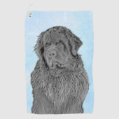 ニューファンドランド絵画ズ – かわいいオリジナルドッグアート ゴルフタオル (正面)