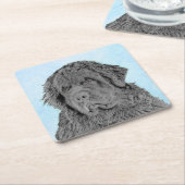 ニューファンドランド絵画ズ – かわいいオリジナルドッグアート スクエアペーパーコースター (アングル)