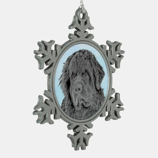ニューファンドランド絵画ズ – かわいいオリジナルドッグアート スノーフレークピューターオーナメント (左)