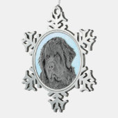 ニューファンドランド絵画ズ – かわいいオリジナルドッグアート スノーフレークピューターオーナメント (右)