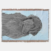 ニューファンドランド絵画ズ – かわいいオリジナルドッグアート スローブランケット (正面)