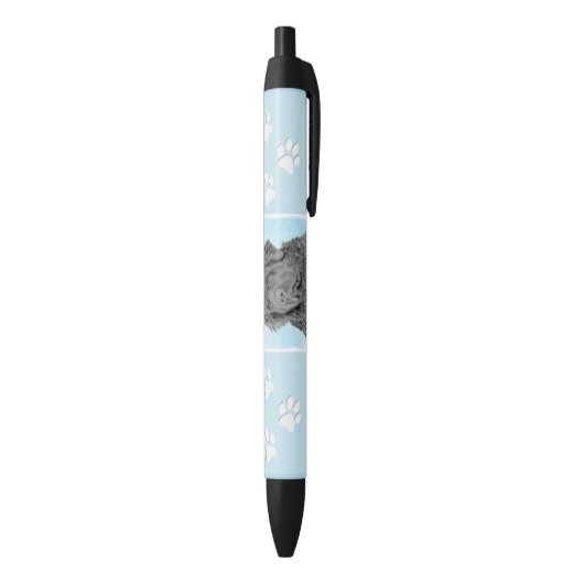ニューファンドランド絵画ズ – かわいいオリジナルドッグアート 黒ボールペン (底(縦))