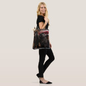 ニューファンドランド雪そりクリスマスデコール トートバッグ (モデル)