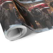 ニューファンドランド雪そりクリスマスデコール ラッピングペーパー (ロールコーナー)