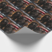 ニューファンドランド雪そりクリスマスデコール ラッピングペーパー (角)