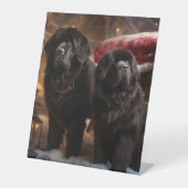 ニューファンドランド雪そりクリスマスデコール 台座サイン (正面)