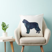 ニューファンドランド黒水色シルエット クッション (椅子)