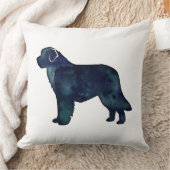 ニューファンドランド黒水色シルエット クッション (ブランケット)