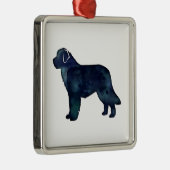 ニューファンドランド黒水色シルエット メタルオーナメント (右)