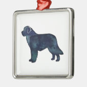 ニューファンドランド黒水色シルエット メタルオーナメント (左)