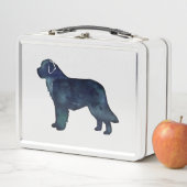 ニューファンドランド黒水色シルエット メタルランチボックス (インサイチュ)