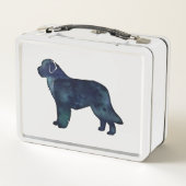 ニューファンドランド黒水色シルエット メタルランチボックス (裏面)