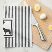 ニューファンドランド黒黒番の白と黒のストライプ キッチンタオル (四つ折り)