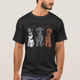 ニューファンドランド3頭の犬のキャラクター 家族 Tシャツ