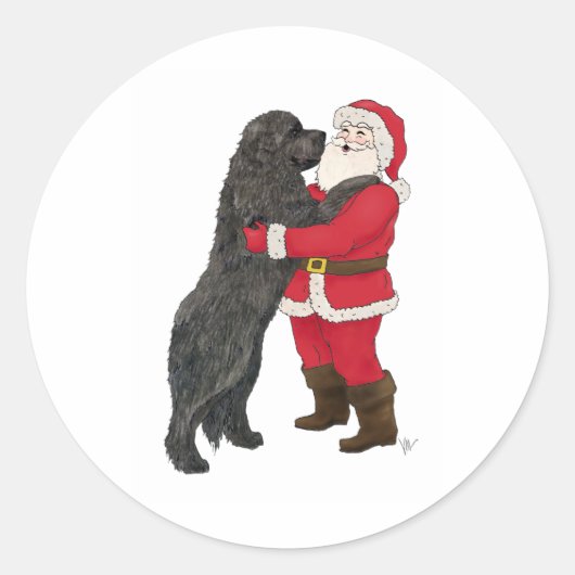 ニューファンドランド・ジョウィリー・クリスマス・グリーティング ラウンドシール (正面)