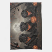 ニューファンドランド・ハロウィン不気味 キッチンタオル (縦)