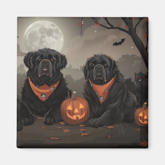 ニューファンドランド・ハロウィン 怖い マグネット (正面)