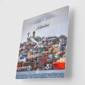 ニューファンドランド、パノラマの街並み スクエア壁時計 (傾斜)