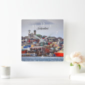 ニューファンドランド、パノラマの街並み スクエア壁時計 (ホーム)