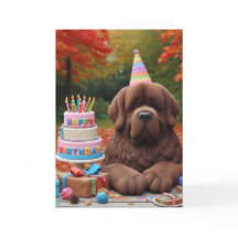 ニューファンドランド・ブラウンの誕生日パーティー in 秋 カード