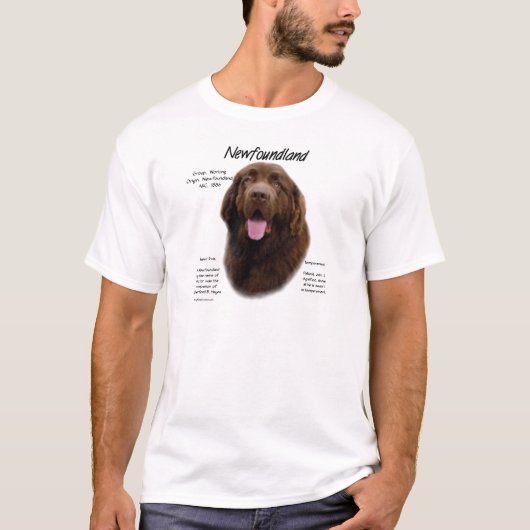 ニューファンドランド(ブラウン)の歴史デザイン Tシャツ (正面)