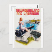 ニューファンドランド・ラブラドール州、大きな砲に乗る少女 ポストカード (正面/裏面)