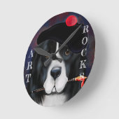 ニューファンドランド 犬 ラウンド壁時計 (傾斜)