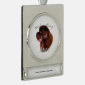 ニューファンドランド（茶色）母2 シルバープレートバナーオーナメント (右)