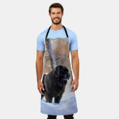 ニューファンドランド、雪のクリスマス エプロン (着用した状態)