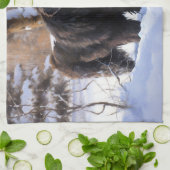 ニューファンドランド、雪のクリスマス キッチンタオル (折り畳み)