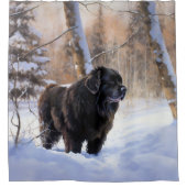 ニューファンドランド、雪のクリスマス シャワーカーテン (正面)