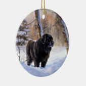 ニューファンドランド、雪のクリスマス セラミックオーナメント (右)